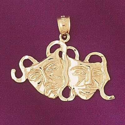 Dazzlers Jewelry Drama Mask Pendant Necklace Charm Bracelet in Yellow, White or Rose Gold 6086, MPN…