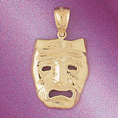 Dazzlers Jewelry Drama Mask Pendant Necklace Charm Bracelet in Yellow, White or Rose Gold 6082, MPN…