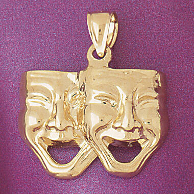 Dazzlers Jewelry Drama Mask Pendant Necklace Charm Bracelet in Yellow, White or Rose Gold 6079, MPN…
