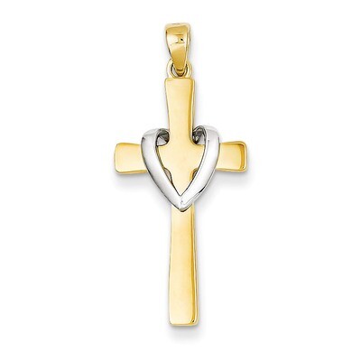Polished Heart Cross Pendant 14k Gold K5027, MPN: K5027, 869944863634