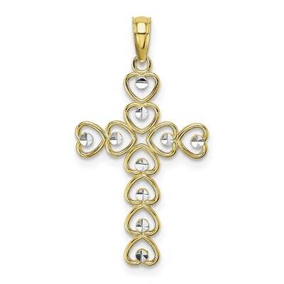 Hearts Cross Pendant 10k Gold &amp; Rhodium 10K9633, MPN: 10K9633, 63721814233