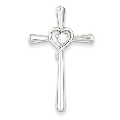 in Heart Cross Pendant Sterling Silver Diamond QC6685, MPN: QC6685, 883957501161