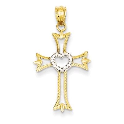 Diamond Cut Cross with Heart Pendant 14k Gold XR1222, MPN: XR1222, 883957518022