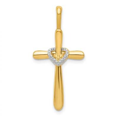 Cross with Heart Pendant 14k Gold Diamond PM4992-010-YA, MPN: PM4992-010-YA, 883957303284