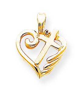 Diamond Heart Cross Pendant 14k Gold XP746AA, MPN: XP746AA, 883957211183