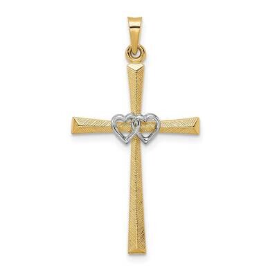 Solid Double Hearts Cross Pendant 14k Two-Tone Gold XR2000, MPN: XR2000, 196904094532