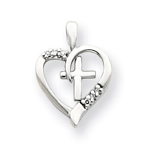 Diamond Heart &amp; Cross Pendant 14k White Gold XP1769WAA, MPN: XP1769WAA, 883957203539