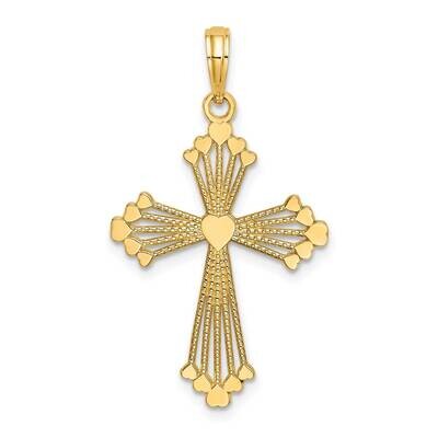 Cross with Heart Center Charm 14k Gold K8562, MPN: K8562, 637218116119