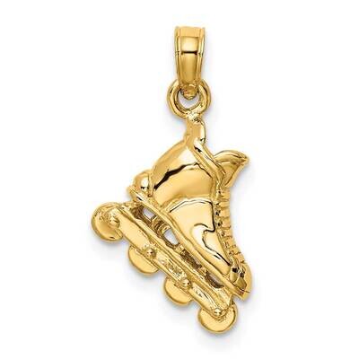 3-Dimensional Rollerblade Charm 14k Gold Solid Polished C2638, MPN: C2638,