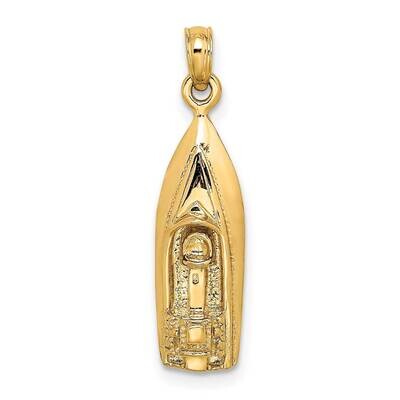 3-Dimensional Speedboat Charm 14k Gold Polished D1358, MPN: D1358, 637218031030