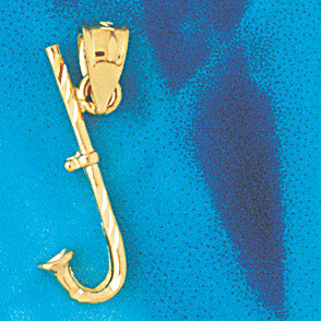 Dazzlers Jewelry Fishing Hook Dimensional Pendant Necklace Charm Bracelet in Yellow, White or Rose …