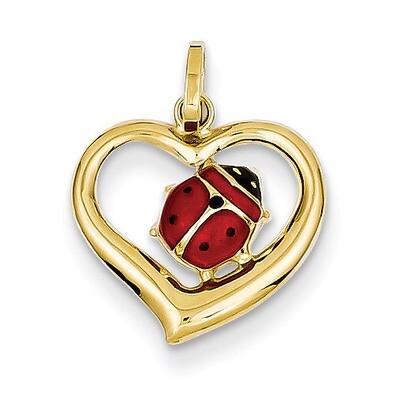 Enameled Ladybug in Heart Charm 14k Gold XAC852, MPN: XAC852, 886774122878