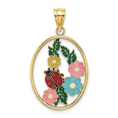 Stained Glass with Enamel Oval Ladybug Charm 14k Gold K6848, MPN: K6848, 637218127207