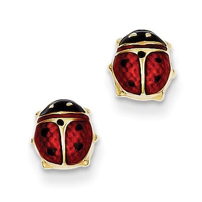 Enameled Ladybug Earrings 14k Gold K262, MPN: K262, 883957000299
