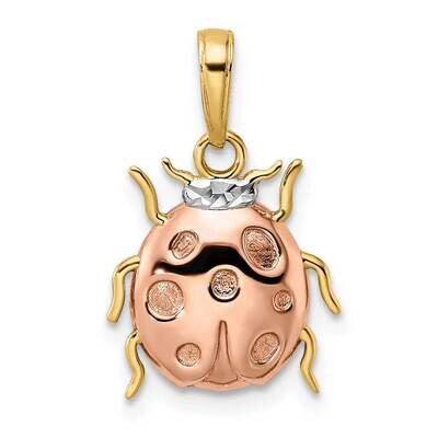 White and Rose Rhodium Diamond-Cut Ladybug Pendant 14k Gold M3022, MPN: M3022, 196904073384