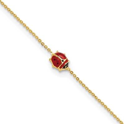 Enameled Ladybug 6.5 Inch with .75 Inch Extender Bracelet 14k Gold Polished FB1878-6.5, MPN: FB1878…