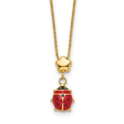 Enameled Flower with Ladybug 16.5 Inch Necklace 14k Gold Polished SF2891-16.5, MPN: SF2891-16.5, 88…