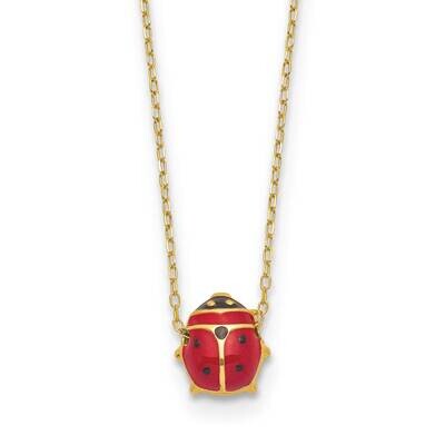 Enameled Large Ladybug 16.5 Inch Necklace 14k Gold Polished SF2890-16.5, MPN: SF2890-16.5, 88395793…