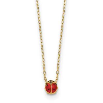 Enameled Small Ladybug 16.5 Inch Necklace 14k Gold Polished SF2888-16.5, MPN: SF2888-16.5, 88395793…