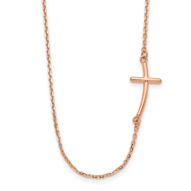 Sideways Curved Cross Necklace 14k Rose Gold Small SF2084-19