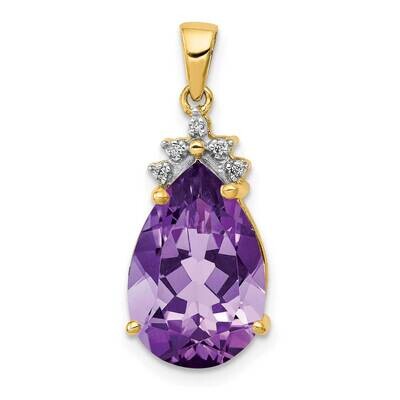 Pear 3.55 Amethyst &amp; Diamond Pendant 14k Gold PM5247-AM-002-YA, MPN: PM5247-AM-002-YA, 883957973944
