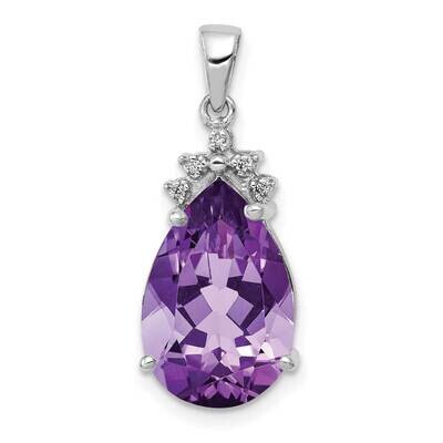 Pear 3.55 Amethyst &amp; Diamond Pendant 14k White Gold PM5247-AM-002-WA, MPN: PM5247-AM-002-WA, 883957…