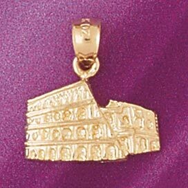 Dazzlers Jewelry Colosseum In Rome Pendant Necklace Charm Bracelet in Yellow, White or Rose Gold 49…