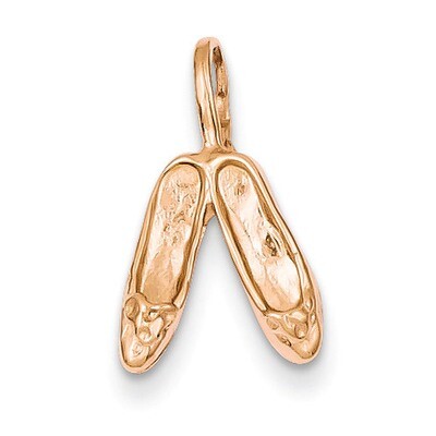 Solid Polished 3-Dimensional Ballet Slippers Charm 14k Rose Gold K946, MPN: K946, 883957869049