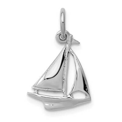 Solid Polished 3-Dimensional Sailboat Charm 10k White Gold 10K1051, MPN: 10K1051,