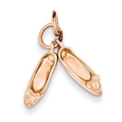 Polished 3-Dimensional Moveable Ballet Slippers Charm 14k Rose Gold K944, MPN: K944, 883957869032