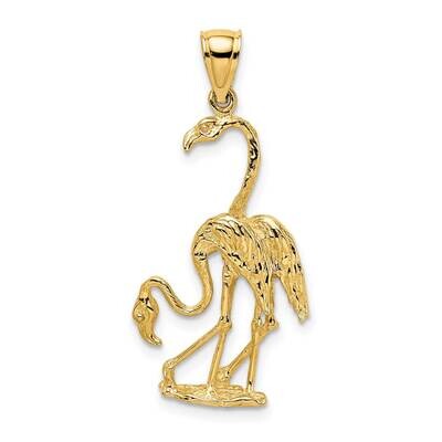 3-Dimensional Double Flamingo Charm 14k Gold Solid Polished C2557, MPN: C2557, 637218095926