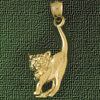 Dazzlers Jewelry 3 Dimensional Cat Pendant Necklace Charm Bracelet in Yellow, White or Rose Gold 20…