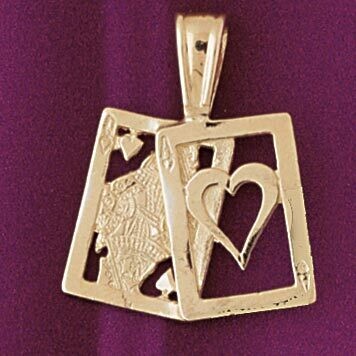 Dazzlers Jewelry Queen And Ace Of Heart Pendant Necklace Charm Bracelet in Yellow, White or Rose Go…