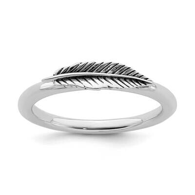 Feather Ring Sterling Silver Antiqued QSK1939, MPN: QSK1939, 191101721212