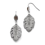 Polished Smokey Quartz Feather Earrings - Stainless Steel SRE785 by Chisel, MPN: SRE785, 1911013918…