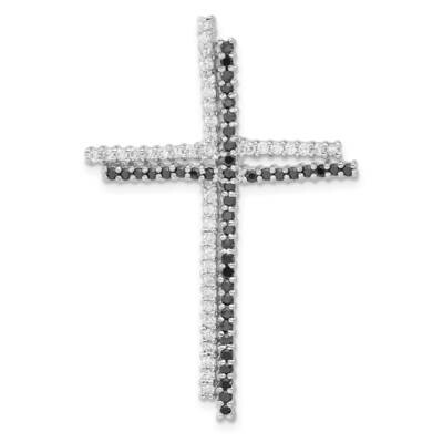 Black &amp; Clear CZ Cross Slide Pendant Sterling Silver QC5353, MPN: QC5353,