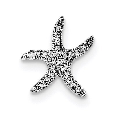 CZ Diamond Starfish Slide Pendant Sterling Silver Rhodium-plated QC8693, MPN: QC8693, 191101454790