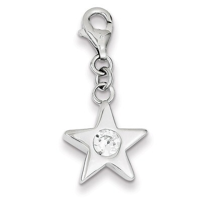 April Diamond Birthstone Star Charm Sterling Silver QC4813, MPN: QC4813, 883957217611