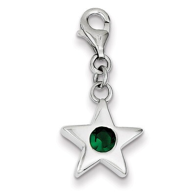 May Diamond Birthstone Star Charm Sterling Silver QC4814, MPN: QC4814, 883957217628