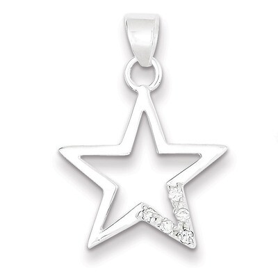 Star Pendant Sterling Silver Diamond QP1149, MPN: QP1149, 723252598858