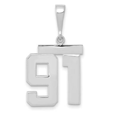 Number 91 Charm 14k White Gold Polished Medium WMP91, MPN: WMP91, 196904075395