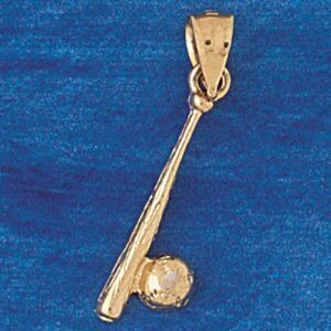 Dazzlers Jewelry Baseball Bat Pendant Necklace Charm Bracelet in Yellow, White or Rose Gold 3357, M…