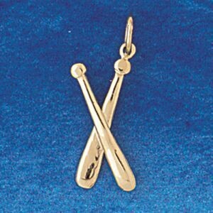 Dazzlers Jewelry Baseball Bat Pendant Necklace Charm Bracelet in Yellow, White or Rose Gold 3362, M…
