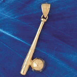 Dazzlers Jewelry Baseball Bat Pendant Necklace Charm Bracelet in Yellow, White or Rose Gold 3355, M…