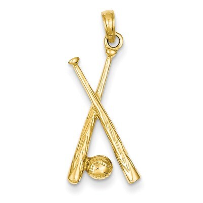 Open-Backed Bats &amp; Ball Baseball Pendant 14k Gold Polished C2662, MPN: C2662, 637218020744