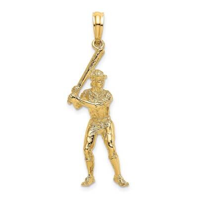 Baseball Player with Bat Charm 14k Gold 3-D C3767, MPN: C3767,