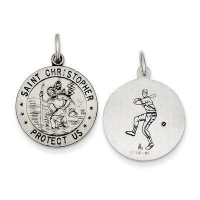 Saint Christopher Baseball Medal Sterling Silver QC3571, MPN: QC3571, 886774583228