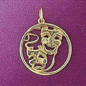 Dazzlers Jewelry Theatrical Masks Pendant Necklace Charm Bracelet in Yellow, White or Rose Gold 629…