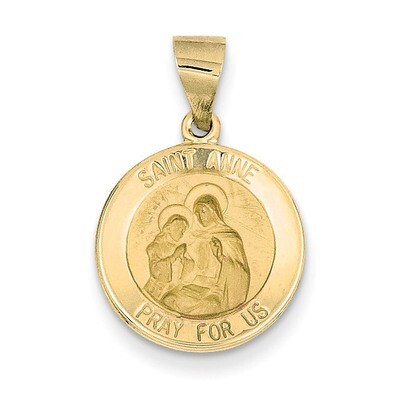Saint Anne Medal Pendant 14k Gold Polished and Satin XR1285, MPN: XR1285, 883957383668