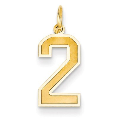 Medium Satin Number 2 Charm 14k Gold LSM02, MPN: LSM02, 886774102351